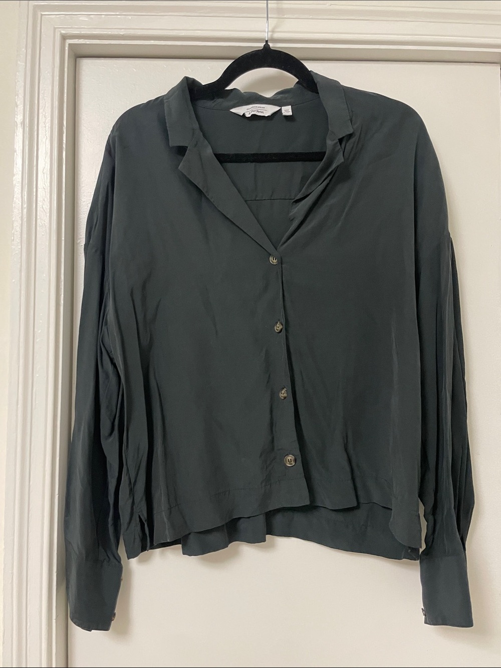 Lightweight Black Button-Down Blouse